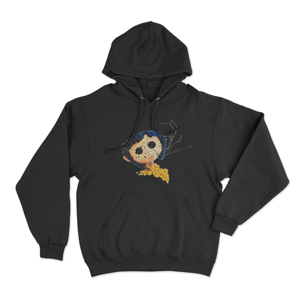 Coraline Button Art Unisex Hoodie Black Coraline Button Art Unisex Hoodie Black