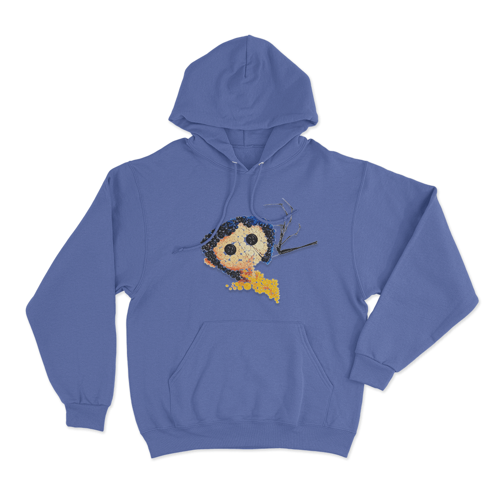 Coraline Button Art Unisex Hoodie Blue Coraline Button Art Unisex Hoodie Blue