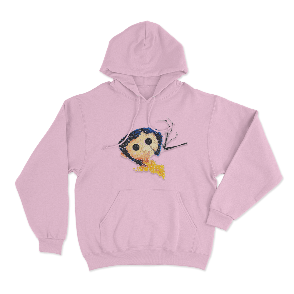 Coraline Button Art Unisex Hoodie Pink Coraline Button Art Unisex Hoodie Pink