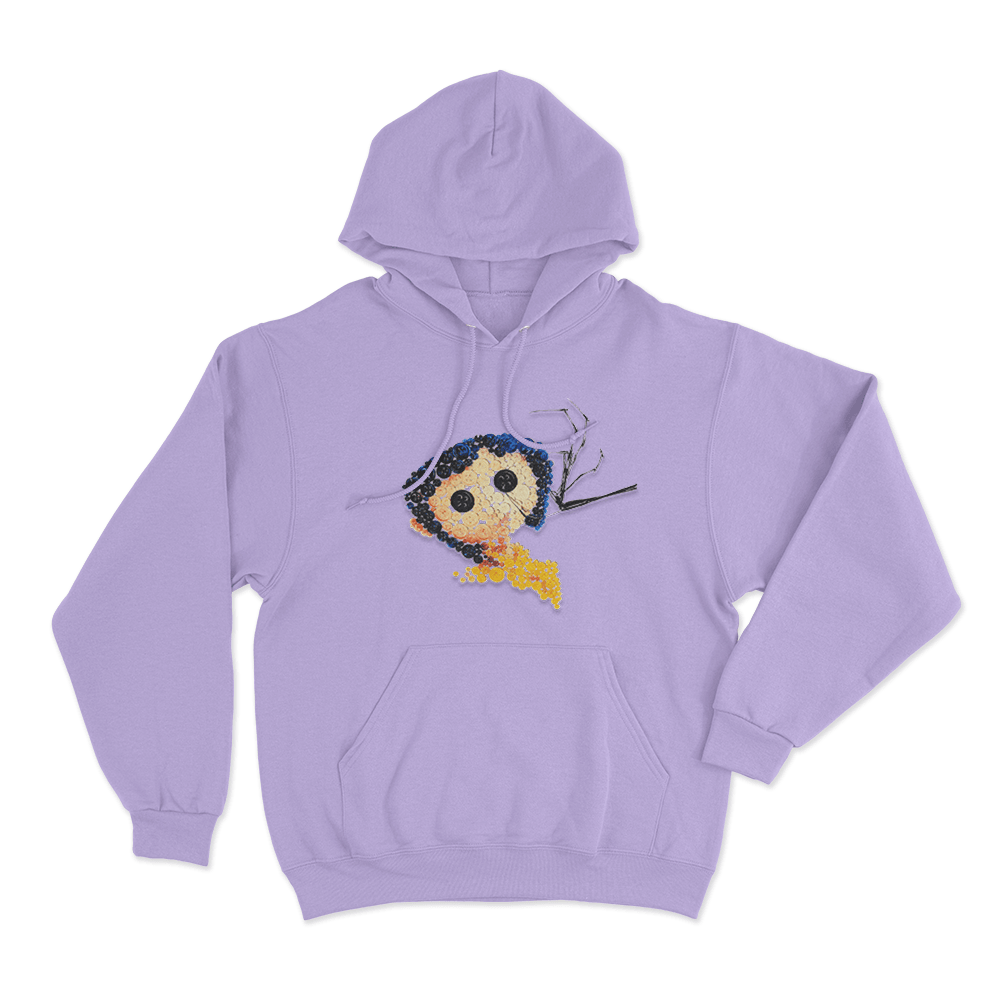 Coraline Button Art Unisex Hoodie Purple Coraline Button Art Unisex Hoodie Purple