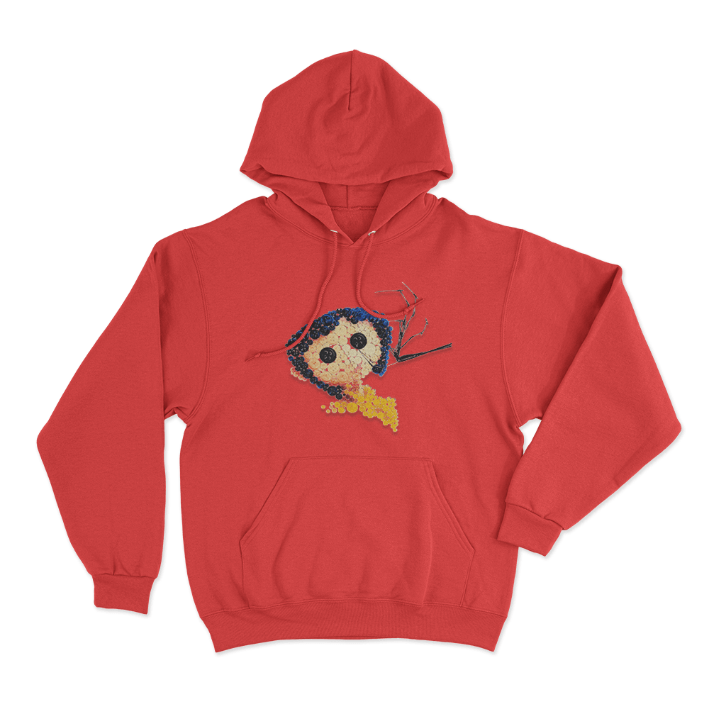 Coraline Button Art Unisex Hoodie Red Coraline Button Art Unisex Hoodie Red