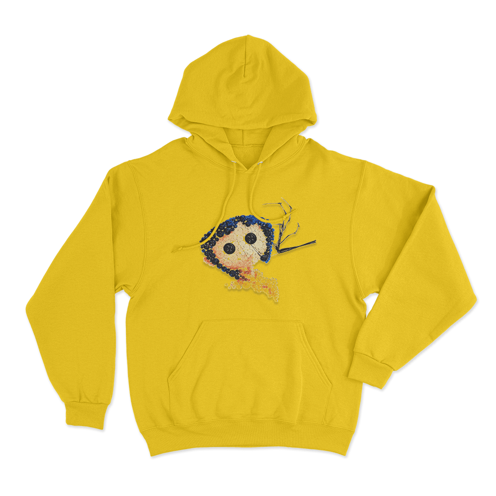 Coraline Button Art Unisex Hoodie Yellow Coraline Button Art Unisex Hoodie Yellow