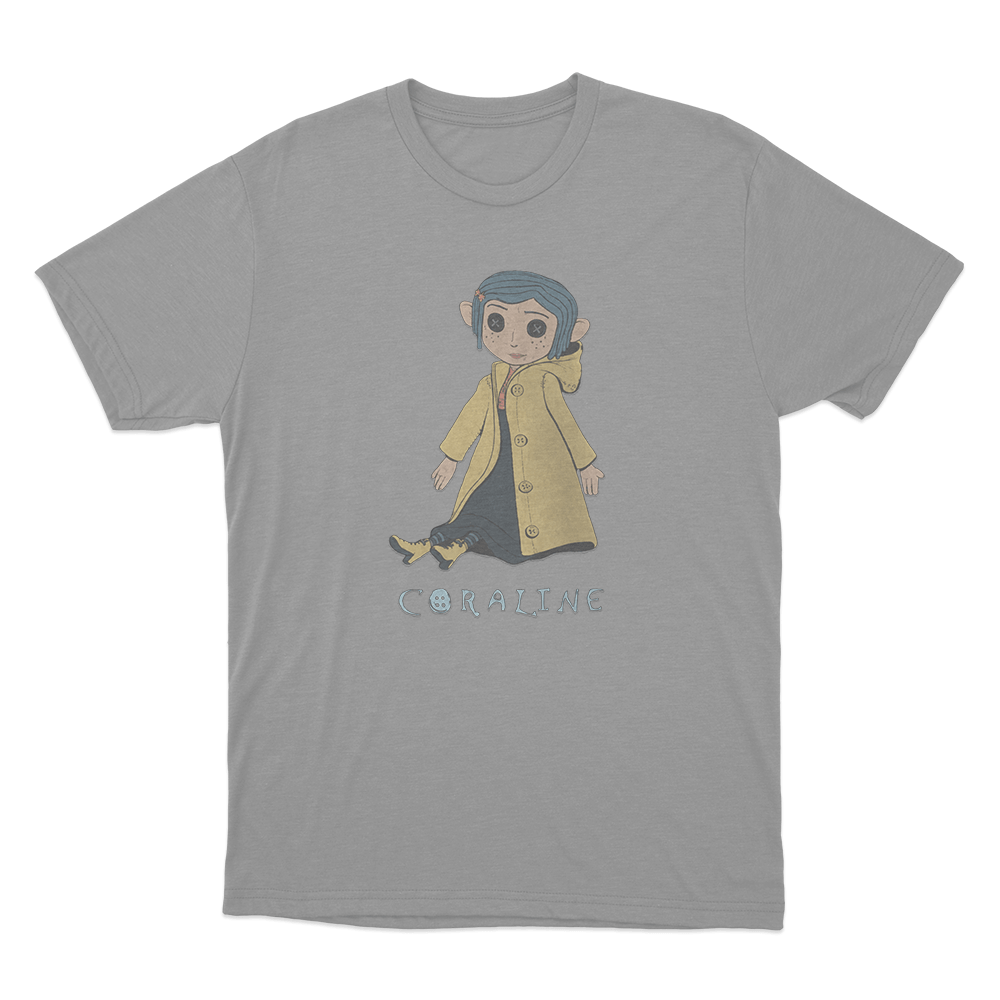Coraline Button Eyes Unisex T Shirt Grey Coraline Button Eyes Unisex T Shirt Grey