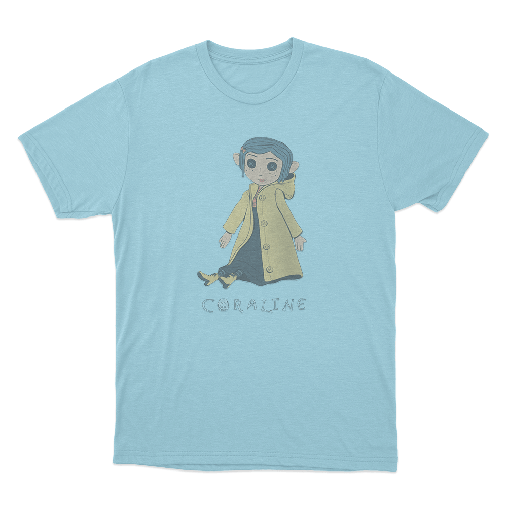 Coraline Button Eyes Unisex T Shirt Sky Blue Coraline Button Eyes Unisex T Shirt Sky Blue