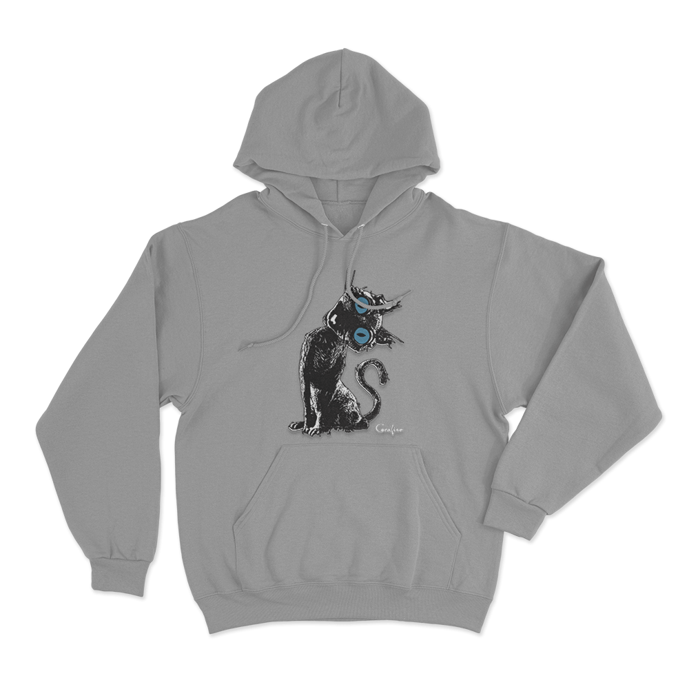Coraline Cat Unisex Hoodie Grey Coraline Cat Unisex Hoodie Grey