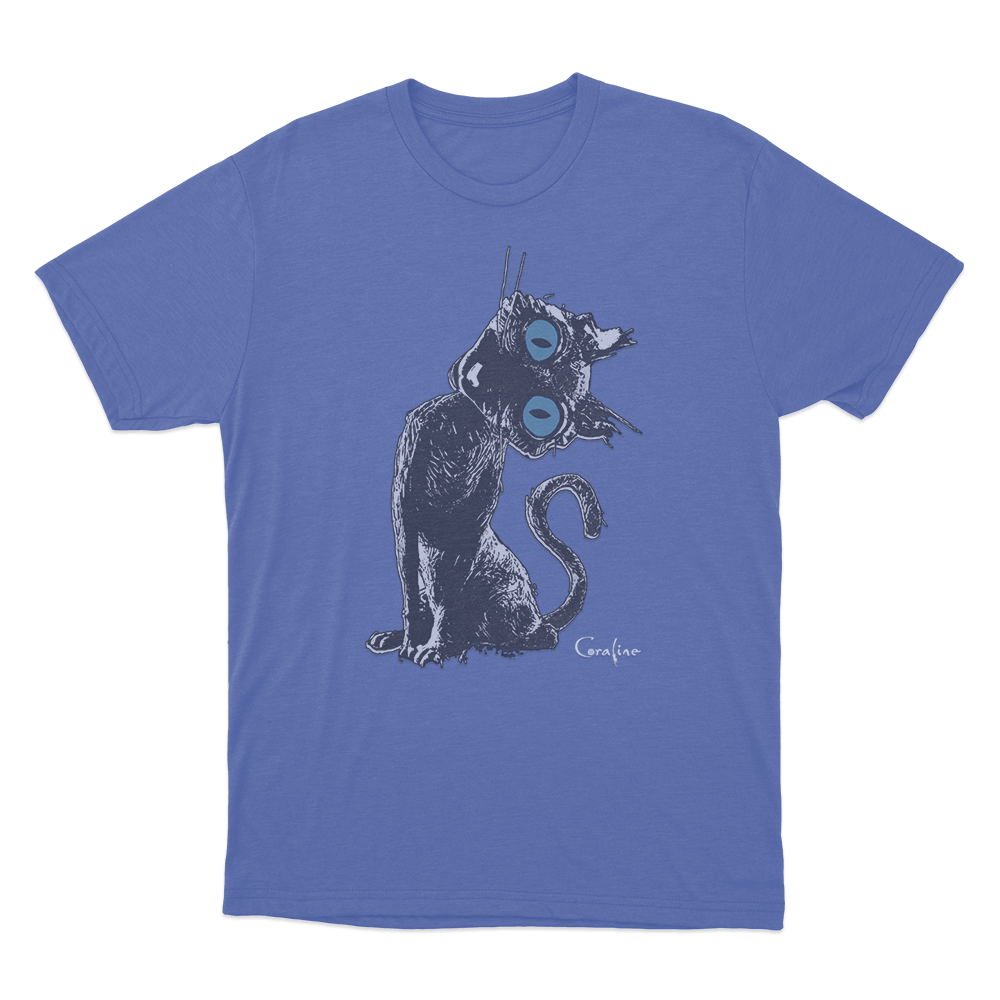 Coraline Cat Unisex T Shirt Blue Coraline Cat Unisex T Shirt Blue