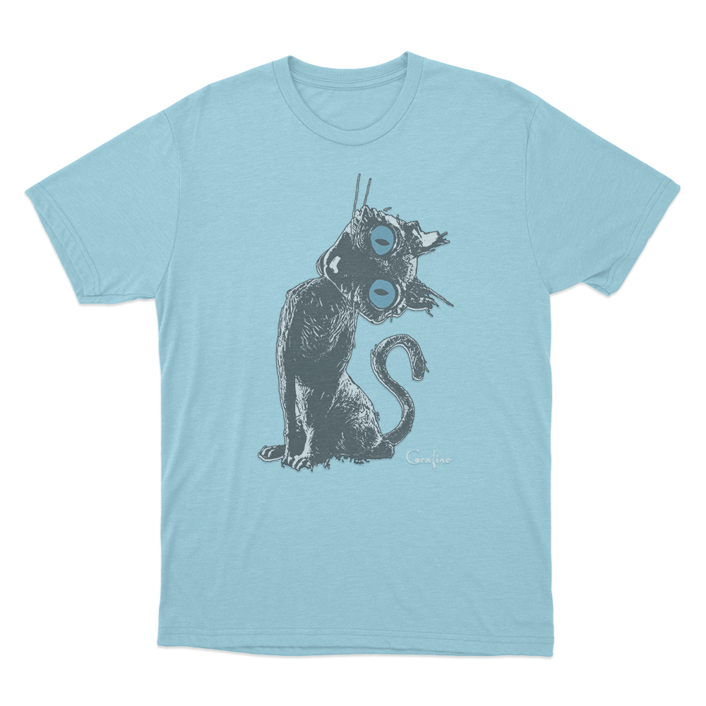 Coraline Cat Unisex T Shirt Sky Blue Coraline Cat Unisex T Shirt Sky Blue