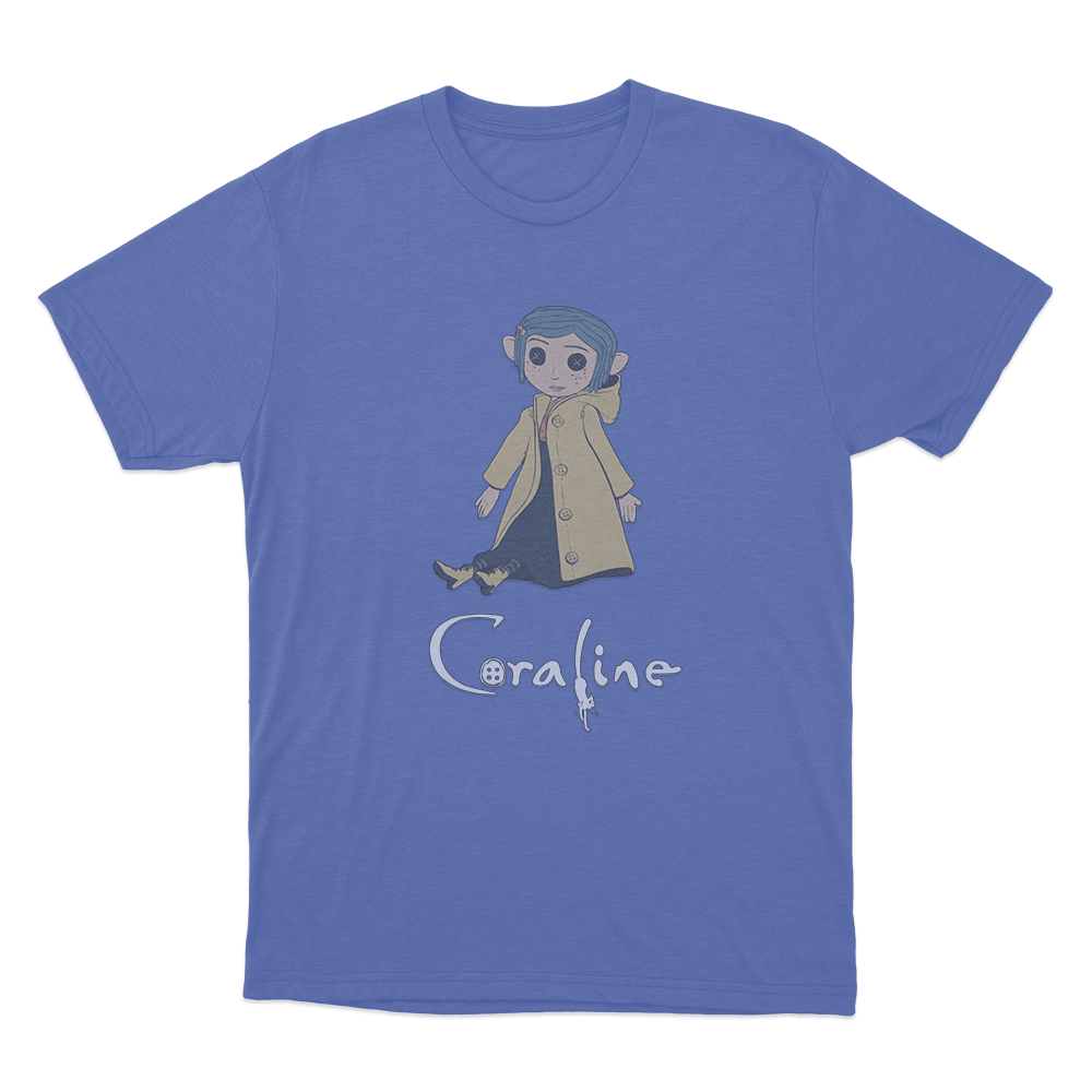 Coraline Cute Button Girl Unisex T Shirt Blue Coraline Cute Button Girl Unisex T Shirt Blue