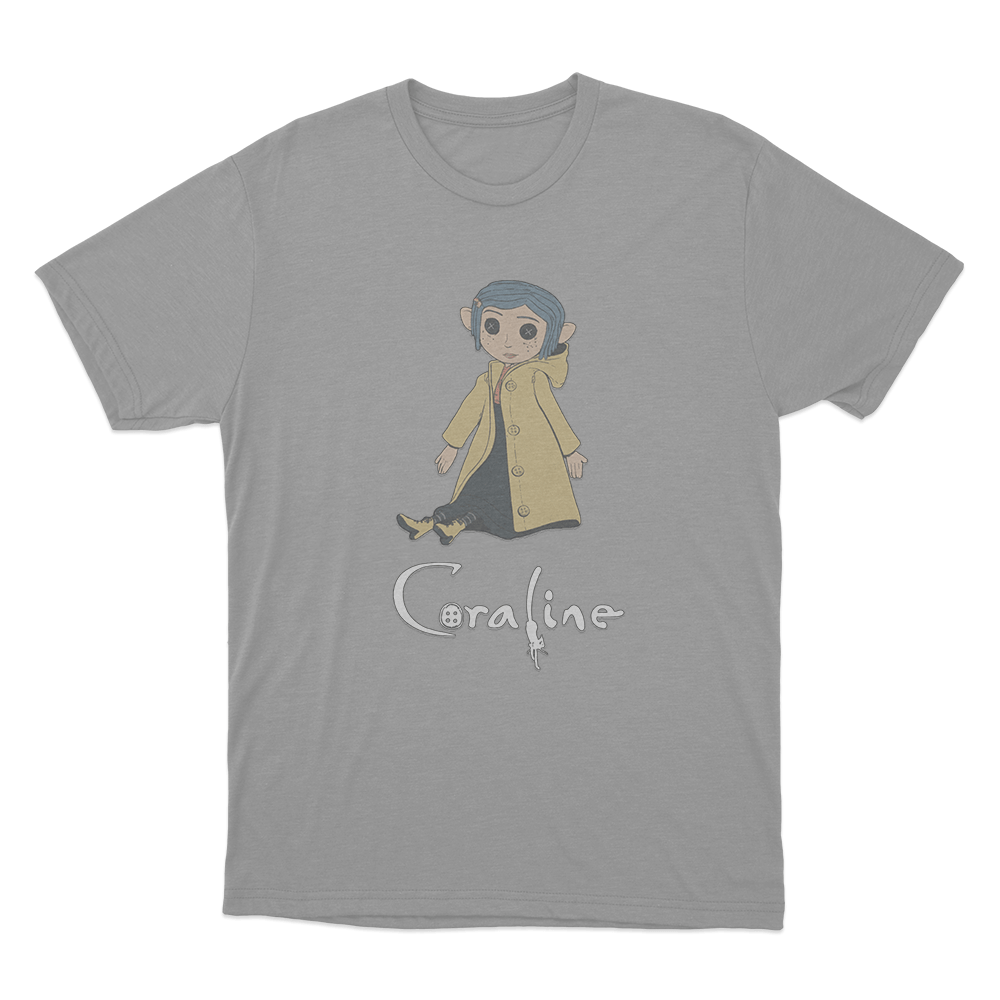 Coraline Cute Button Girl Unisex T Shirt Grey Coraline Cute Button Girl Unisex T Shirt Grey