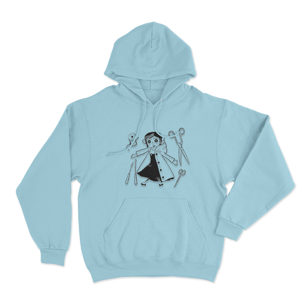 Coraline Sewing Tools Unisex Hoodie Sky Blue Coraline Sewing Tools Unisex Hoodie Sky Blue