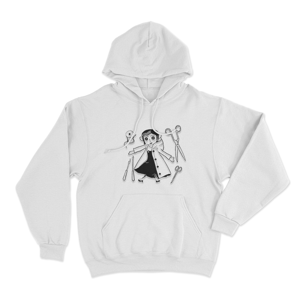 Coraline Sewing Tools Unisex Hoodie White Coraline Sewing Tools Unisex Hoodie White