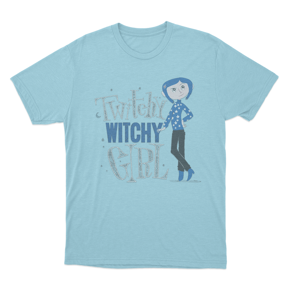 Coraline Twisty Witchy Girl Unis T Shirt Sky Blue Coraline Twisty Witchy Girl Unis T Shirt Sky Blue