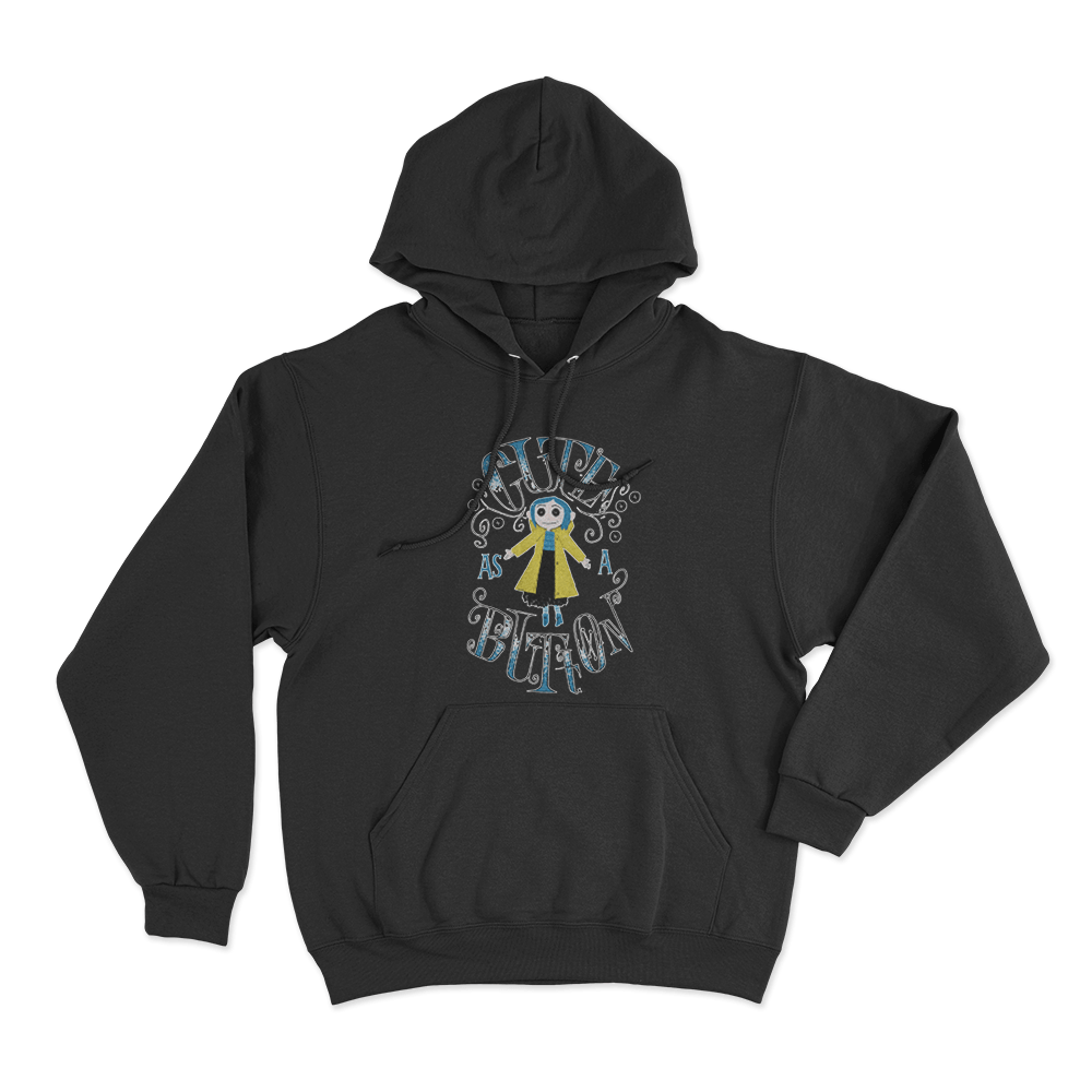 Cute As A Button Unisex Hoodie Black Cute As A Button Unisex Hoodie Black