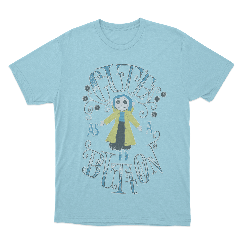 Cute As A Button Unisex T Shirt Sky Blue Cute As A Button Unisex T Shirt Sky Blue